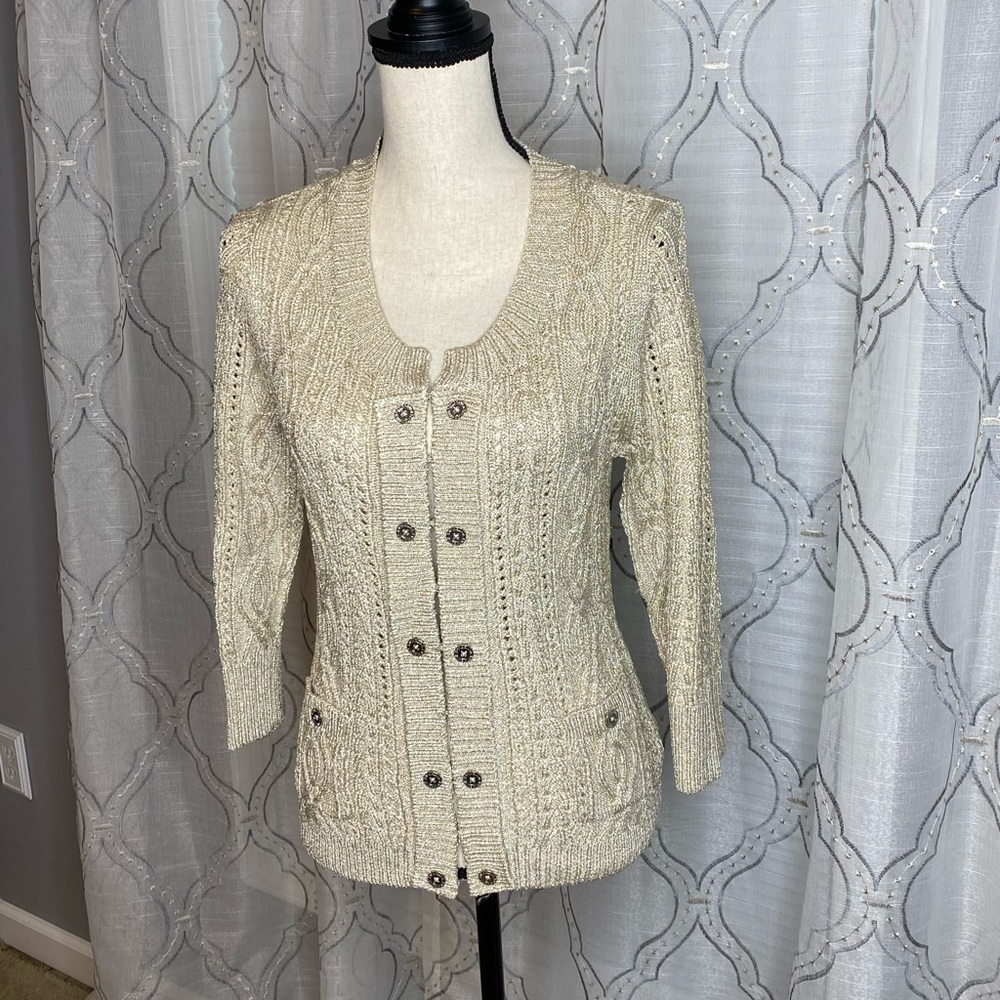 White House Black Market Sparkly Gold Sweater